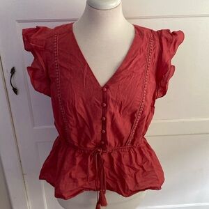 JCrew coral salmon pink peplum top blouse short sleeve T-shirt
